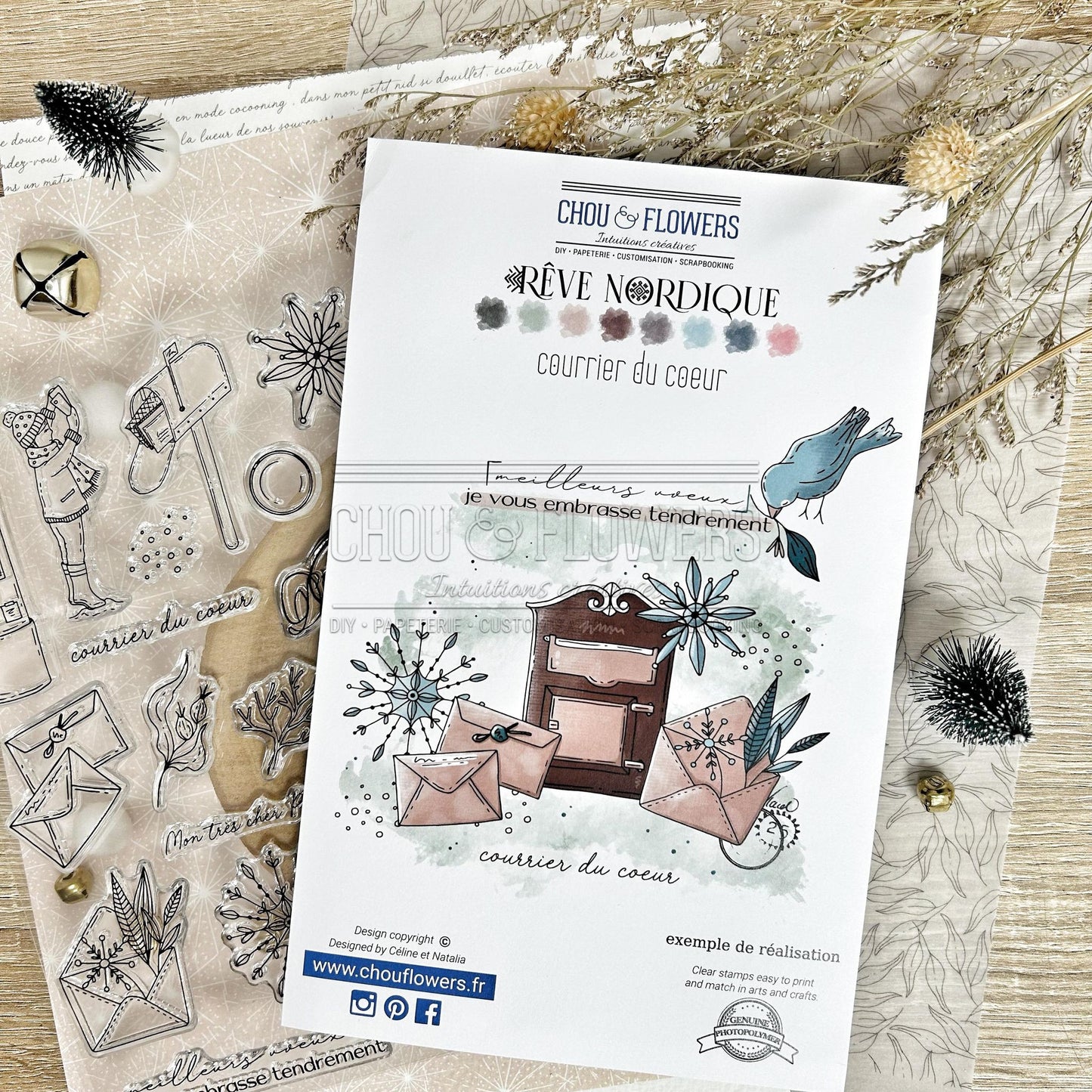SET TIMBRI CLEAR - COURRIER DU COEU - REV126 - CHOU & FLOWERS