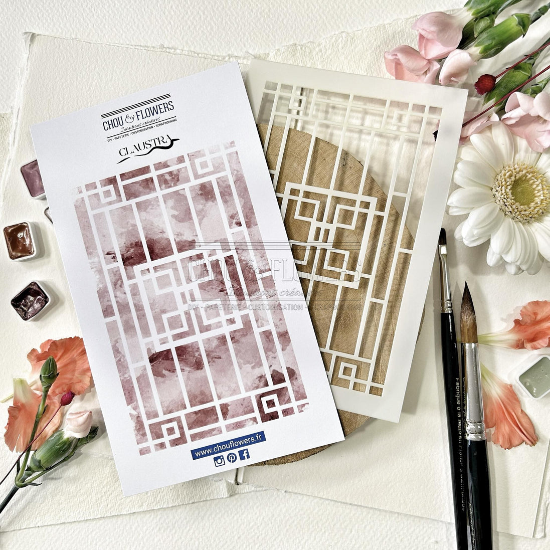 Stencil - CLAUSTRA  -SOL101- CHOU & FLOWERS