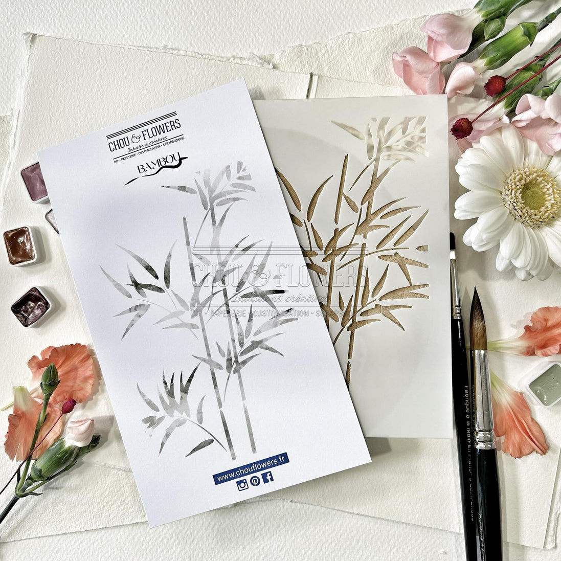Stencil - BAMBOU -SOL102- CHOU &amp; FLOWERS