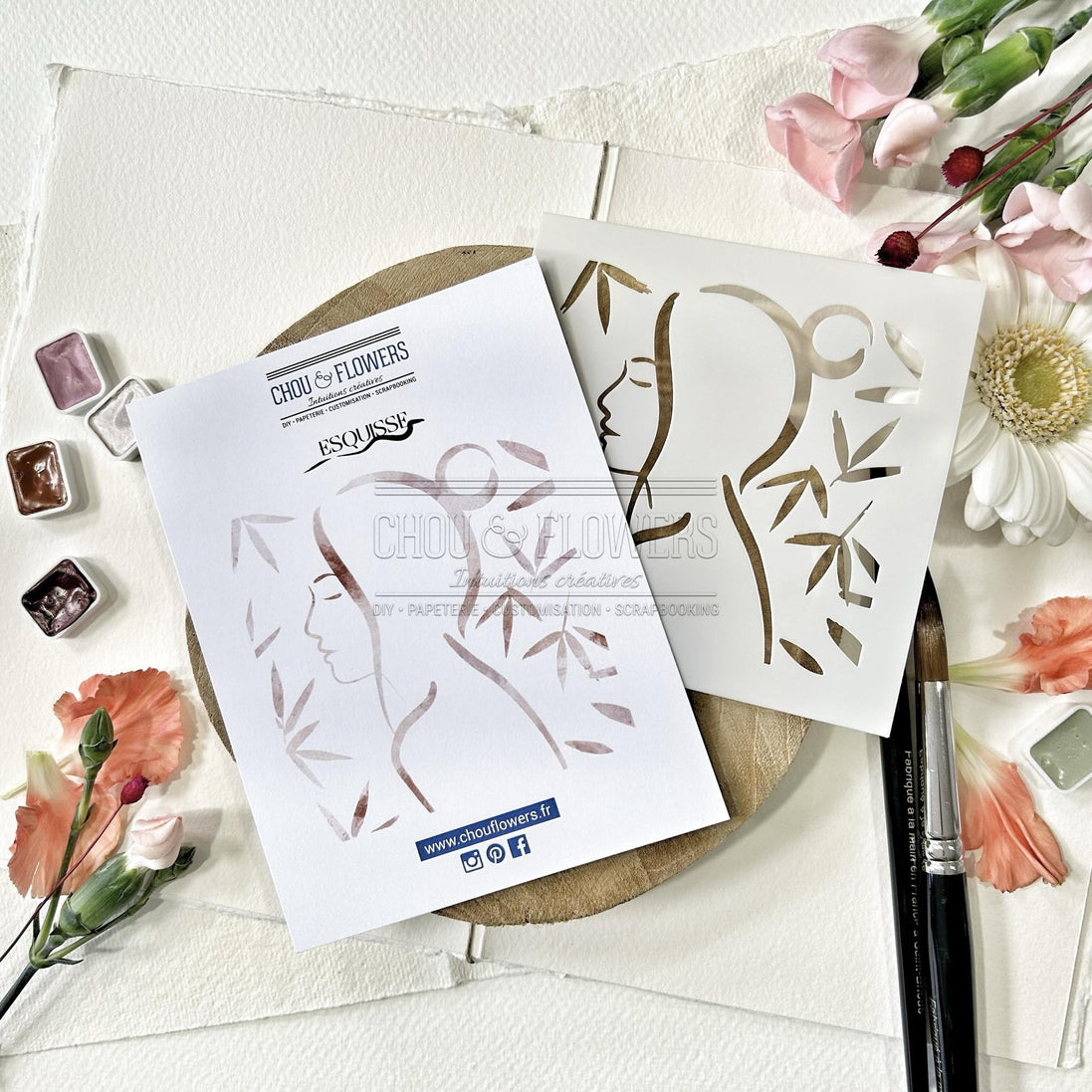 Stencil - ESQUISSE -SOL103- CHOU &amp; FLOWERS