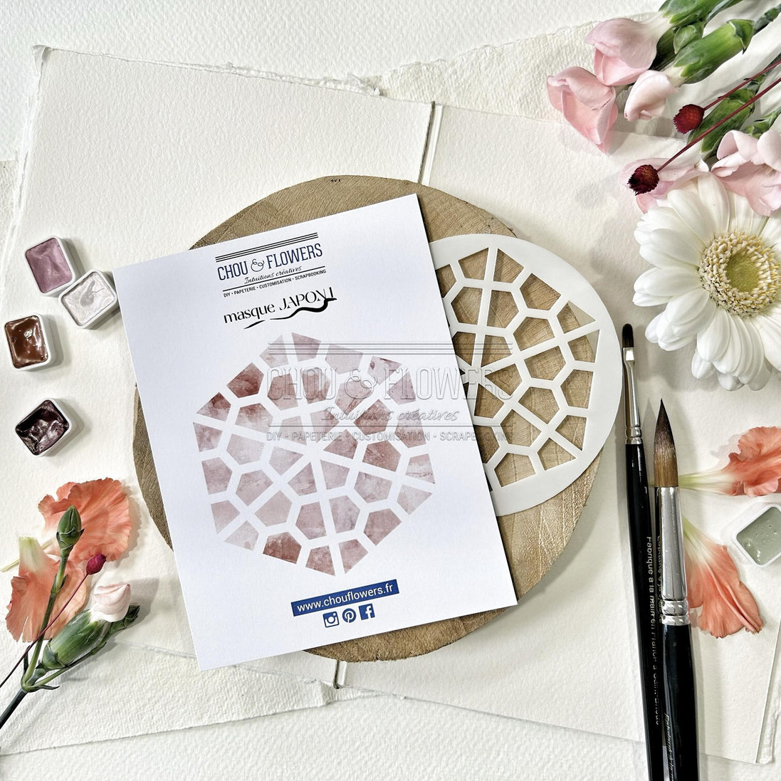 Stencil - JAPON 1 -SOL105- CHOU &amp; FLOWERS