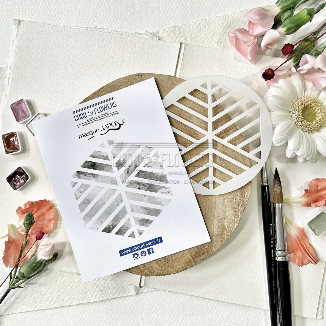 Stencil - JAPON 2 -SOL106- CHOU &amp; FLOWERS