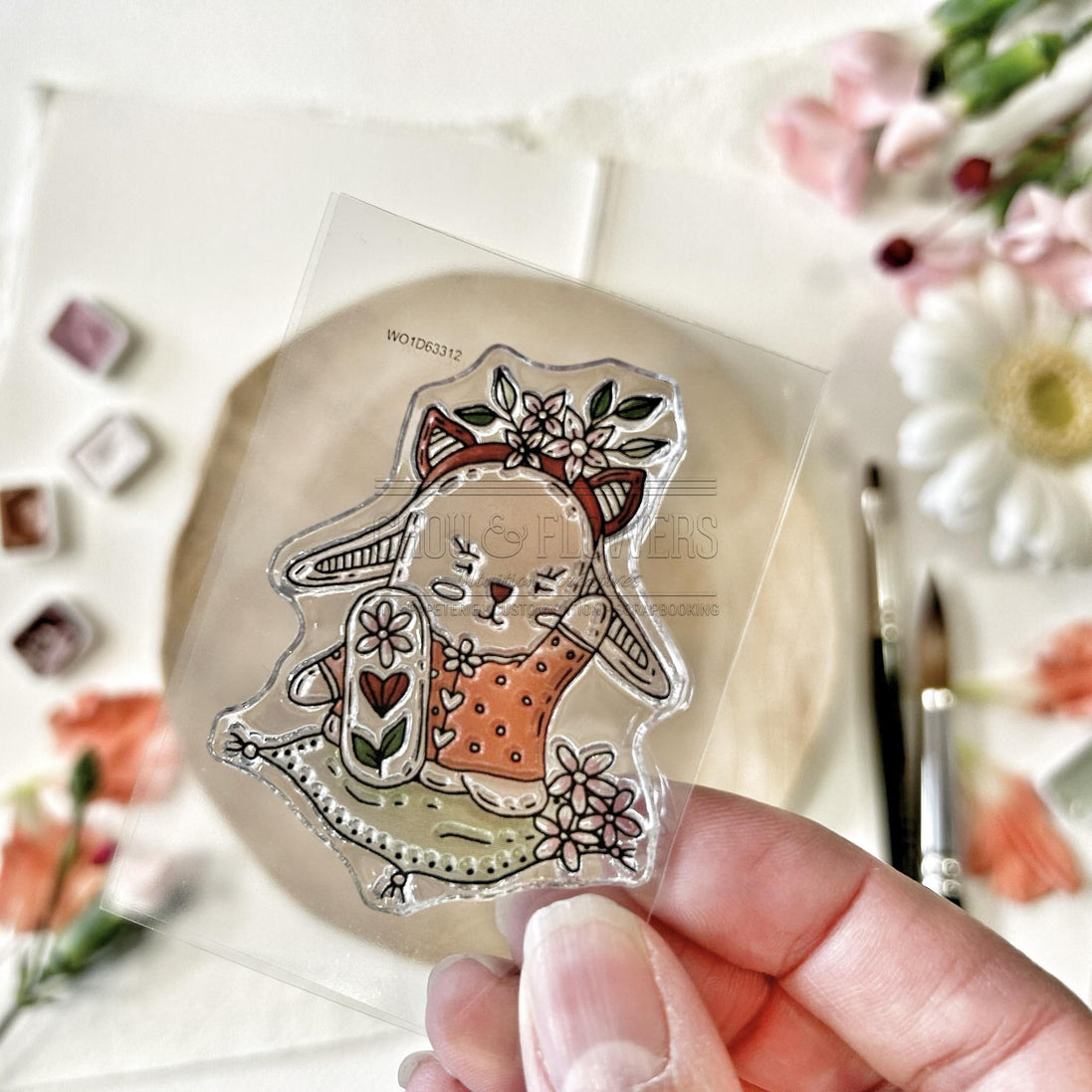 CLEAR STAMP SET - DOUDOU PORTE-BONHEUR -SOL110- CHOU &amp; FLOWERS