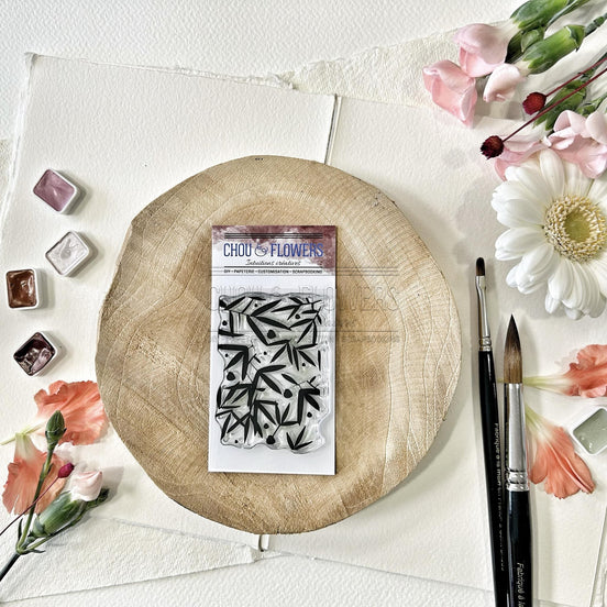 CLEAR STAMP SET - FOND FEUILLAGE NOI -SOL111- CHOU &amp; FLOWERS