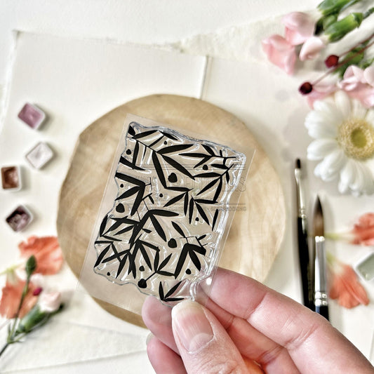 SET TIMBRI CLEAR -  FOND FEUILLAGE NOI  -SOL111- CHOU & FLOWERS