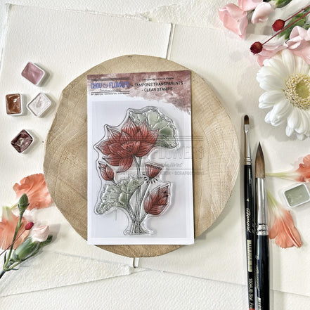 CLEAR STAMP SET - LE LOTUS -SOL115- CHOU &amp; FLOWERS