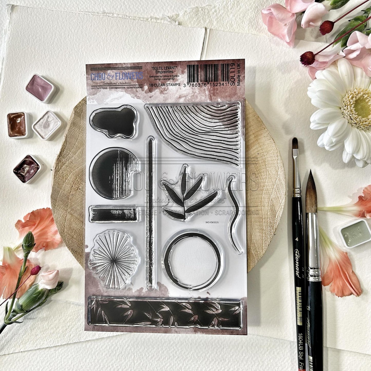 SET TIMBRI CLEAR -  EMPREINTES -SOL119- CHOU & FLOWERS