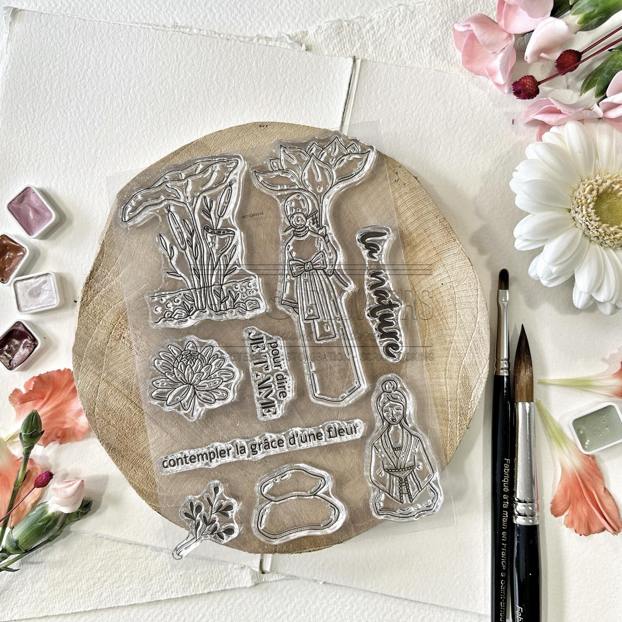 CLEAR STAMP SET - DANS LA NATURE -SOL121- CHOU & FLOWERS
