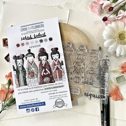 CLEAR STAMP SET - KOKESHI -SOL123- CHOU &amp; FLOWERS