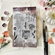 SET TIMBRI CLEAR -   GINKGO TEXTURES  -SOL124- CHOU & FLOWERS