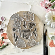 SET TIMBRI CLEAR -   GINKGO TEXTURES  -SOL124- CHOU & FLOWERS