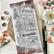 CLEAR STAMP SET - TRANQUILLITE -SOL125- CHOU & FLOWERS