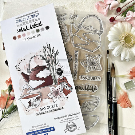 CLEAR STAMP SET - TRANQUILLITE -SOL125- CHOU &amp; FLOWERS