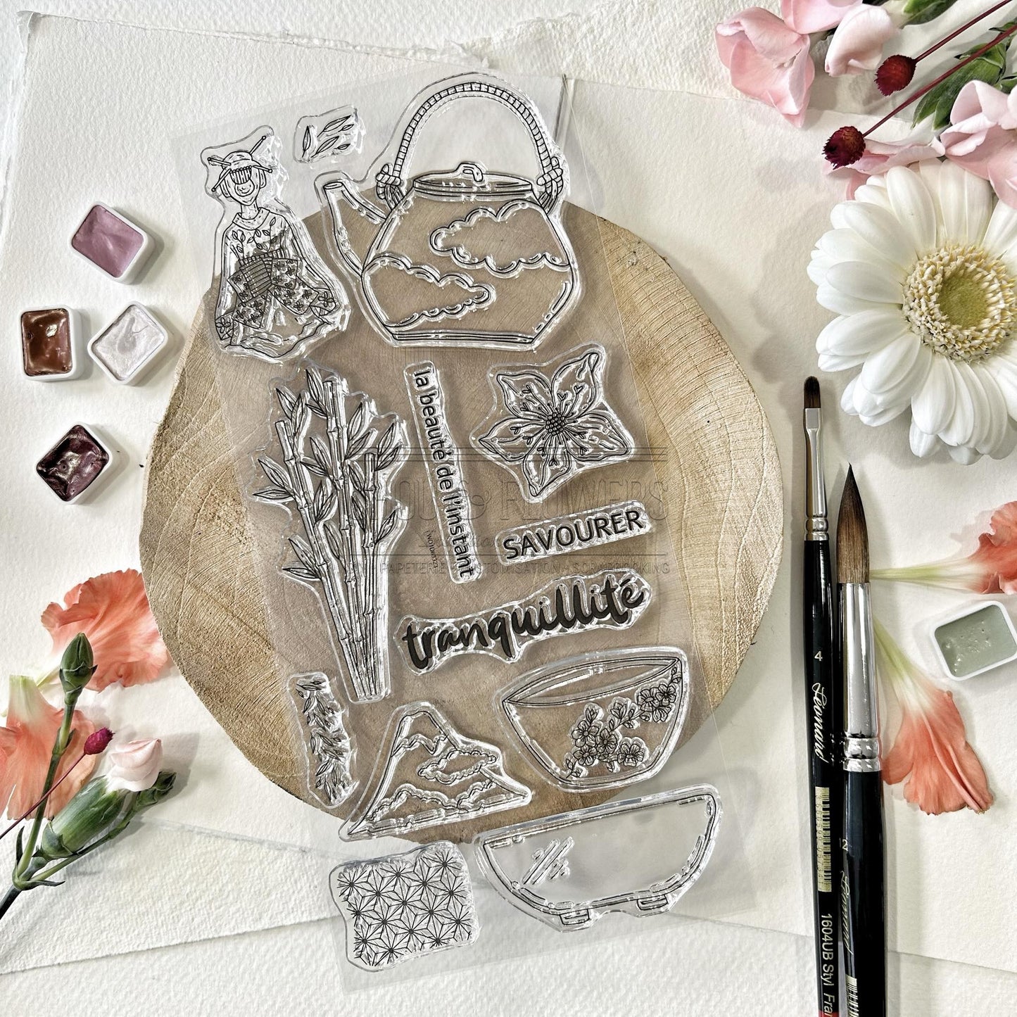SET TIMBRI CLEAR -  TRANQUILLITE  -SOL125- CHOU & FLOWERS