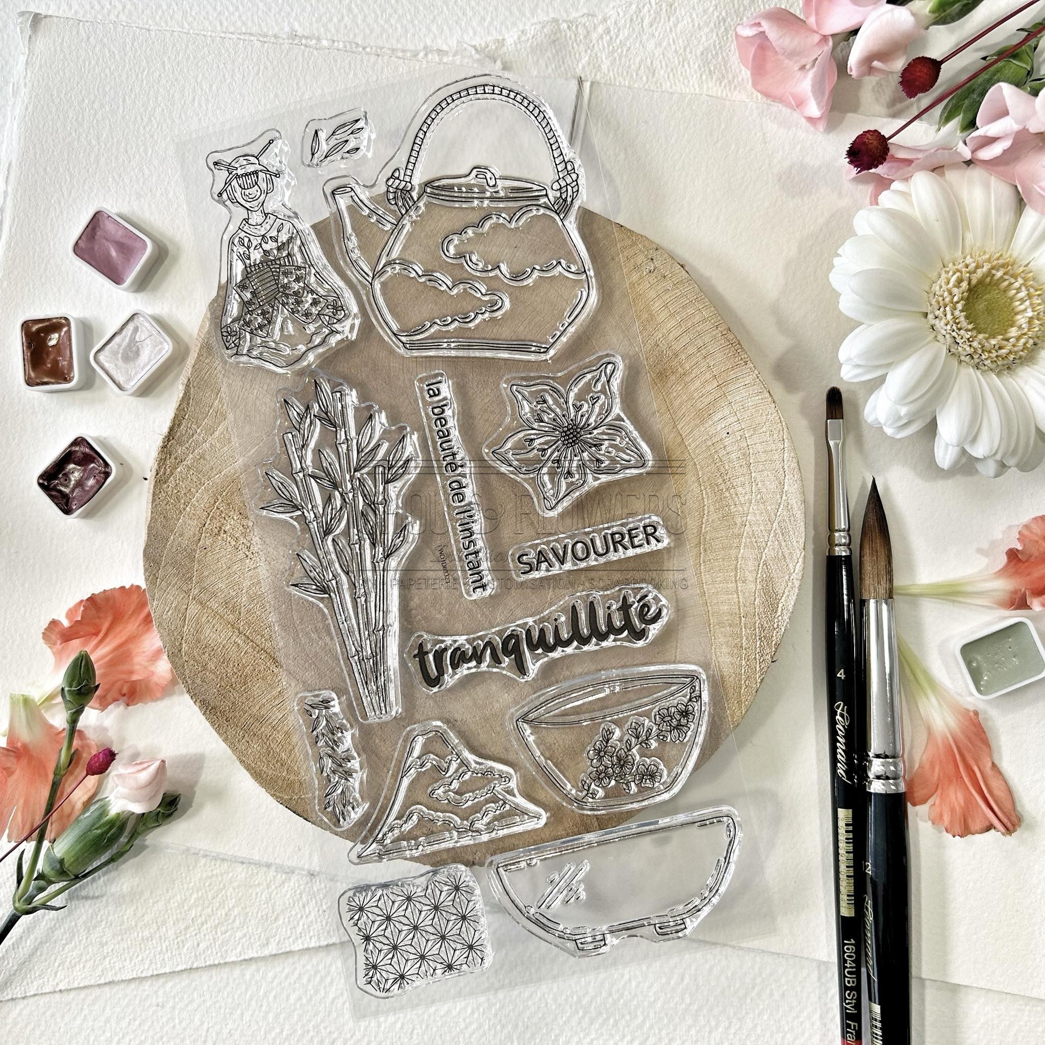 CLEAR STAMP SET - TRANQUILLITE -SOL125- CHOU & FLOWERS