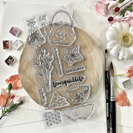 CLEAR STAMP SET - TRANQUILLITE -SOL125- CHOU &amp; FLOWERS