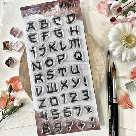 CLEAR STAMP SET - ALPHABET SOLEIL LEVANT -SOL126- CHOU &amp; FLOWERS