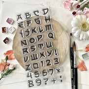 CLEAR STAMP SET - ALPHABET SOLEIL LEVANT -SOL126- CHOU & FLOWERS