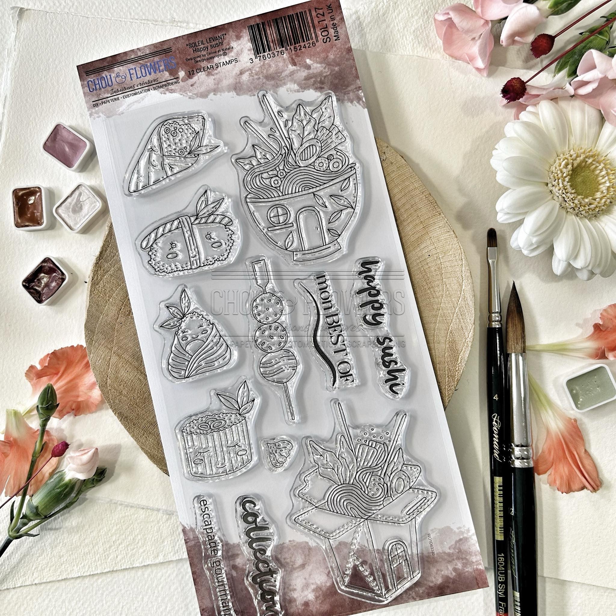 CLEAR STAMP SET - HAPPY SUSHI -SOL127- CHOU & FLOWERS