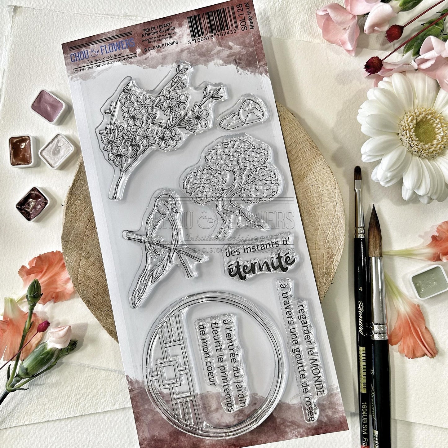 SET TIMBRI CLEAR -  L'ENTREE DU JARDIN   -SOL128- CHOU & FLOWERS