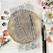 CLEAR STAMP SET - CALLIGRAPHIE -SOL129- CHOU & FLOWERS