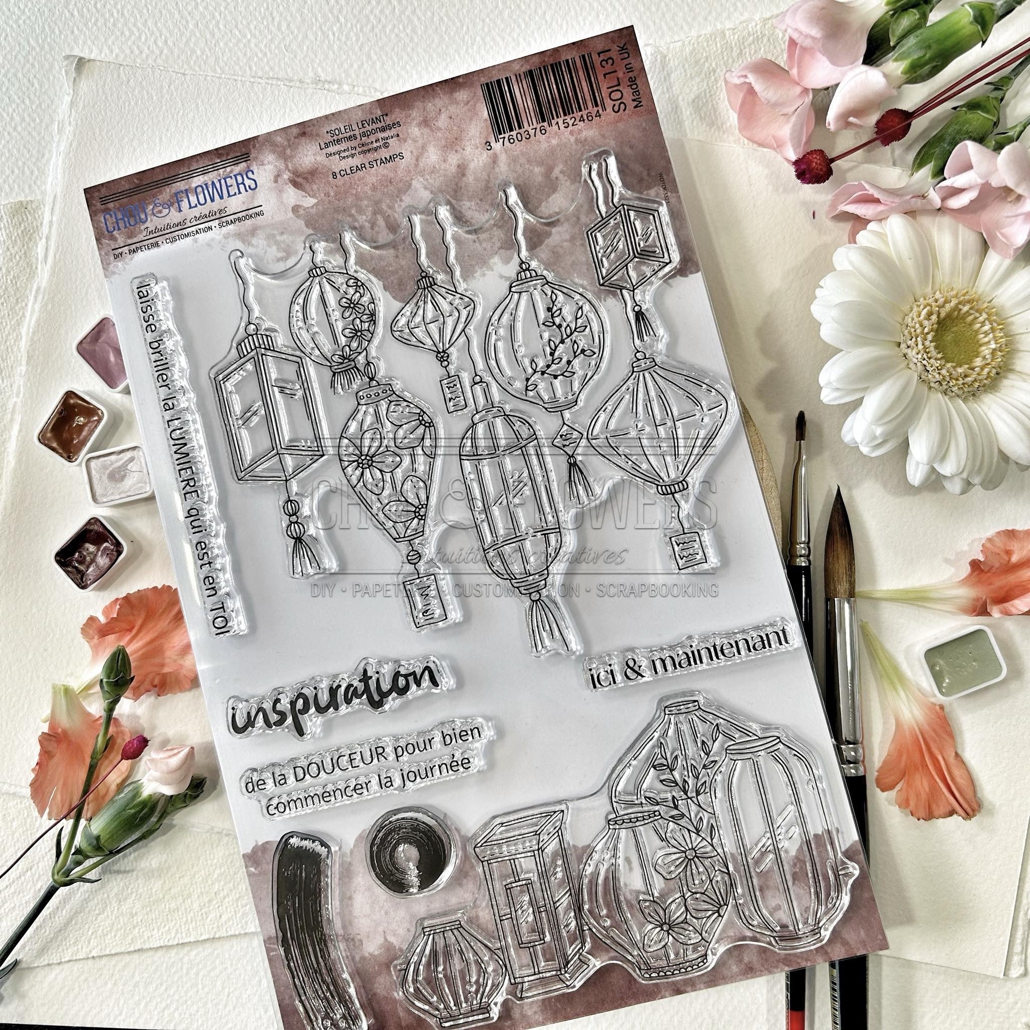CLEAR STAMP SET - LANTERNES JAPONAISES -SOL131- CHOU & FLOWERS