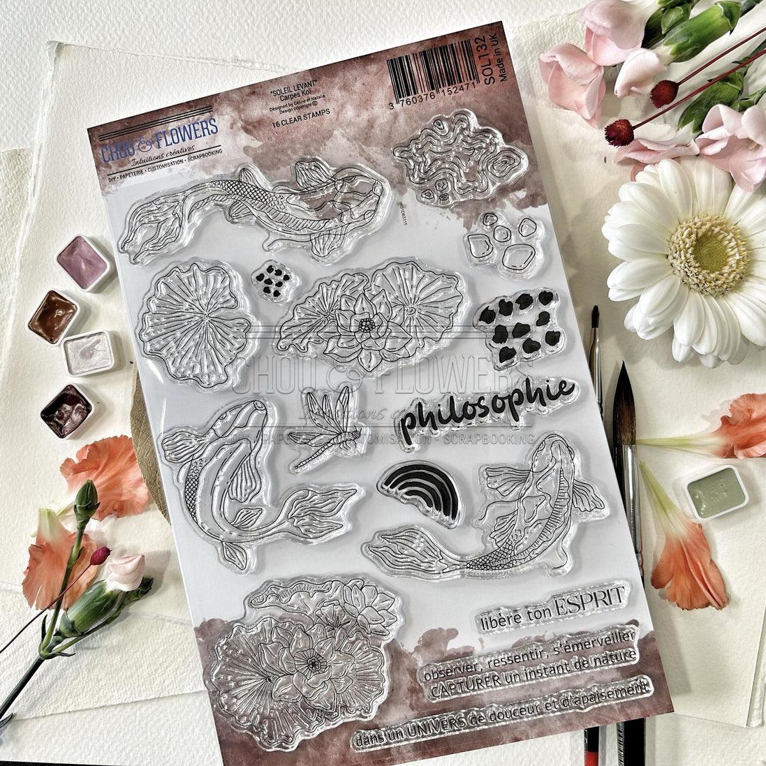 CLEAR STAMP SET - CARPES KOI -SOL132- CHOU &amp; FLOWERS