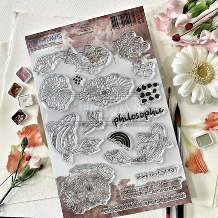 CLEAR STAMP SET - CARPES KOI -SOL132- CHOU &amp; FLOWERS