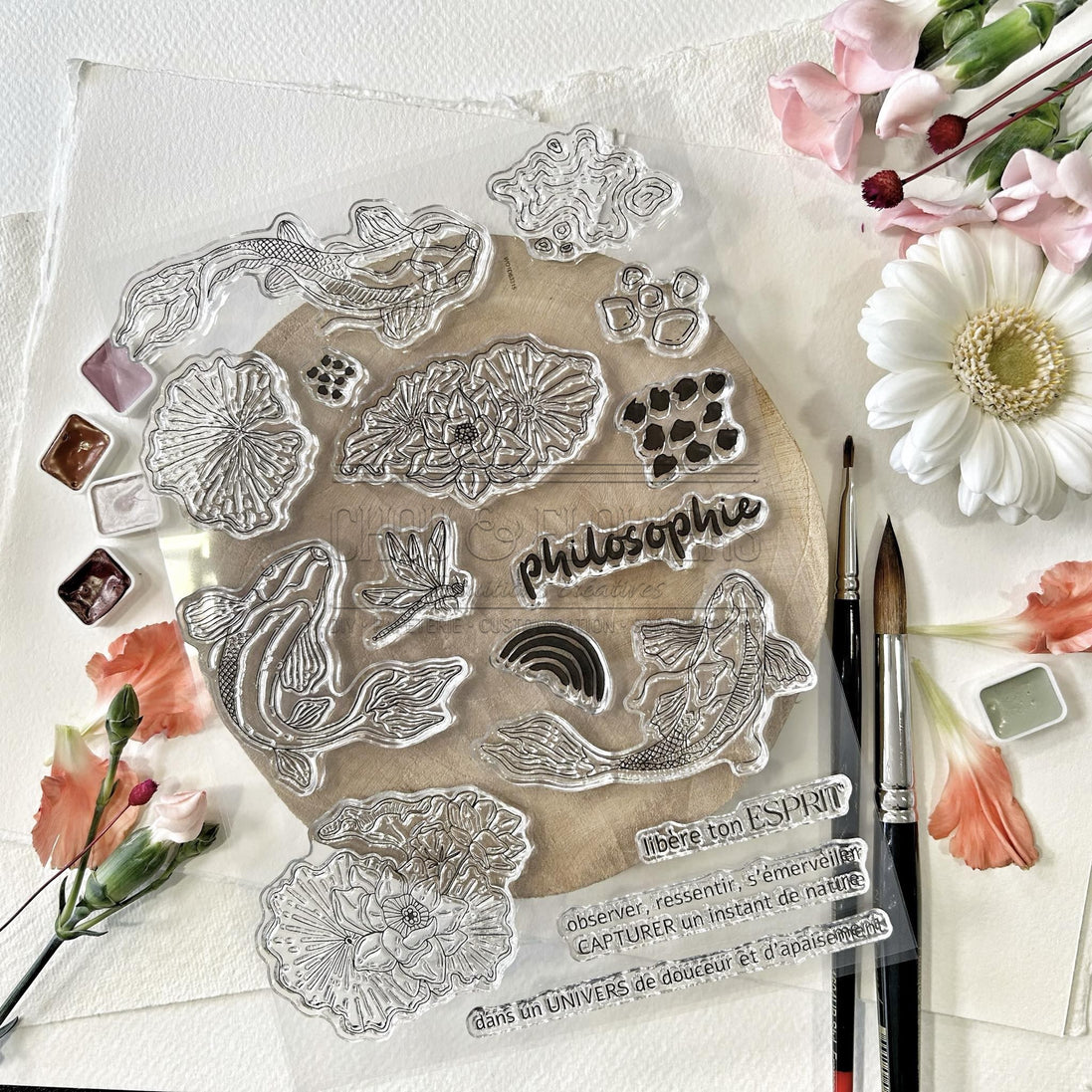 CLEAR STAMP SET - CARPES KOI -SOL132- CHOU &amp; FLOWERS