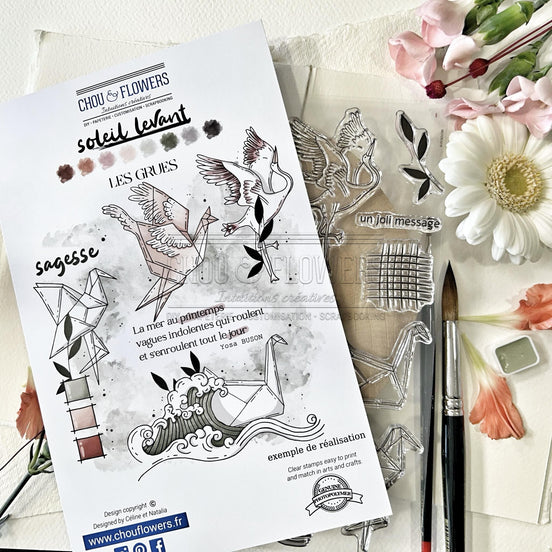 CLEAR STAMP SET - LES GRUES -SOL134- CHOU &amp; FLOWERS