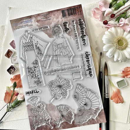 CLEAR STAMP SET - KIMONO -SOL135- CHOU &amp; FLOWERS