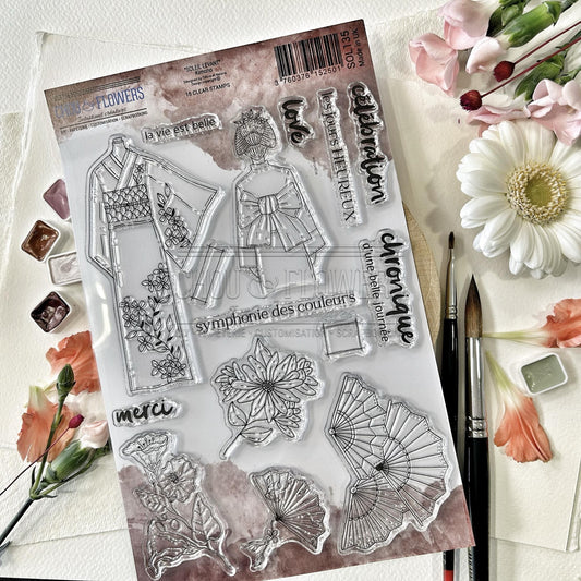 SET TIMBRI CLEAR - KIMONO -SOL135- CHOU & FLOWERS