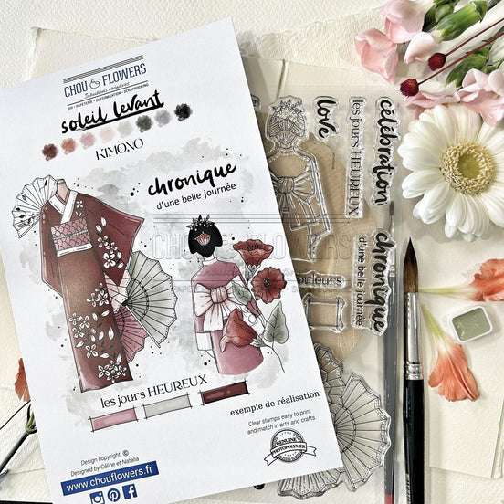 CLEAR STAMP SET - KIMONO -SOL135- CHOU &amp; FLOWERS
