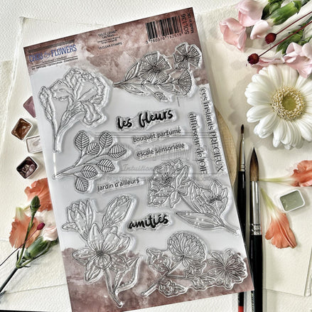 CLEAR STAMP SET - LES FLEURS -SOL136- CHOU &amp; FLOWERS