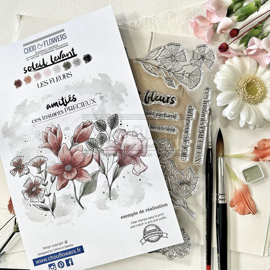 CLEAR STAMP SET - LES FLEURS -SOL136- CHOU &amp; FLOWERS