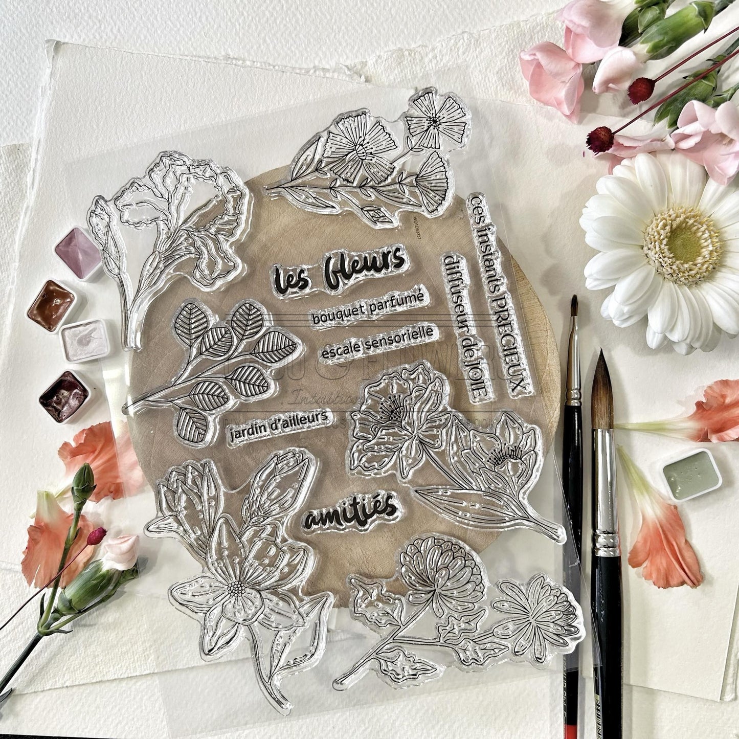 SET TIMBRI CLEAR - LES FLEURS  -SOL136- CHOU & FLOWERS