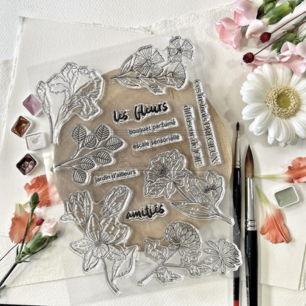 CLEAR STAMP SET - LES FLEURS -SOL136- CHOU &amp; FLOWERS