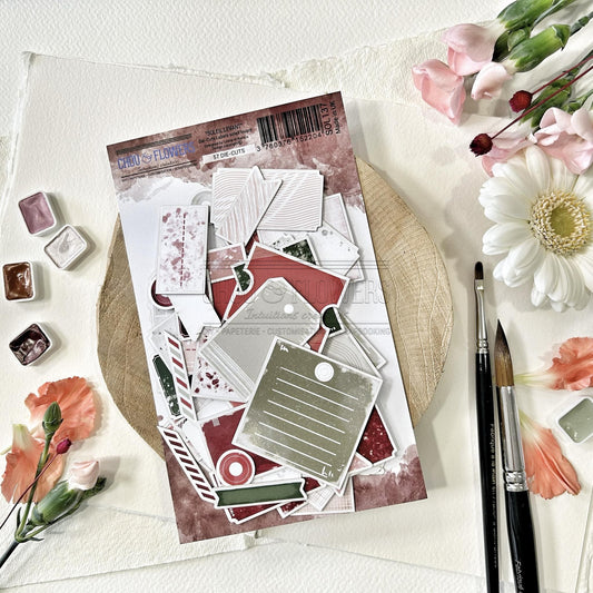 SET DIE-CUTS "LABEL SOLEIL LEVANT" -SOL137- CHOU & FLOWERS