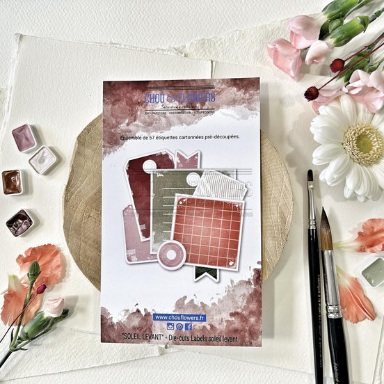 SET DIE-CUTS "LABEL SOLEIL LEVANT" -SOL137- CHOU &amp; FLOWERS