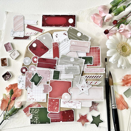 SET DIE-CUTS "LABEL SOLEIL LEVANT" -SOL137- CHOU & FLOWERS