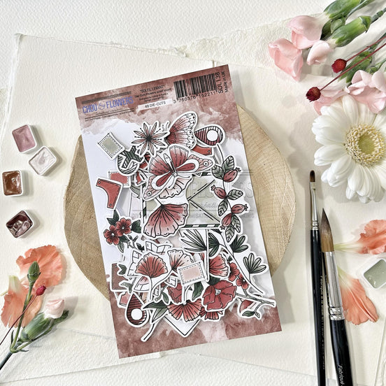 SET DIE-CUTS "FLOWERS SOLEIL LEVANT" -SOL138- CHOU &amp; FLOWERS