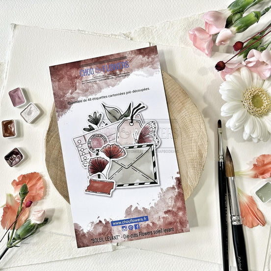 SET DIE-CUTS "FLOWERS SOLEIL LEVANT" -SOL138- CHOU &amp; FLOWERS