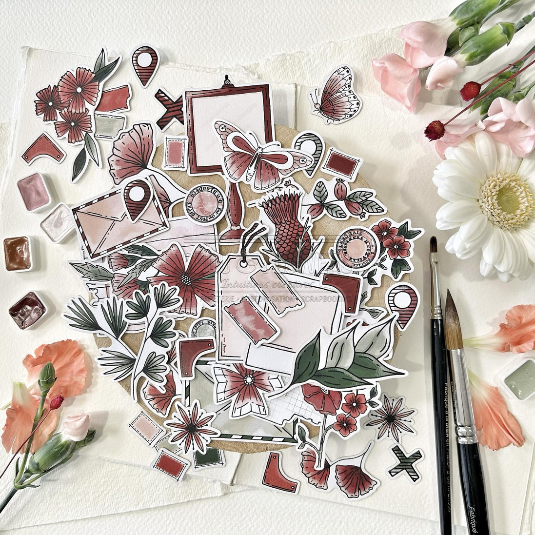 SET DIE-CUTS "FLOWERS SOLEIL LEVANT" -SOL138- CHOU &amp; FLOWERS