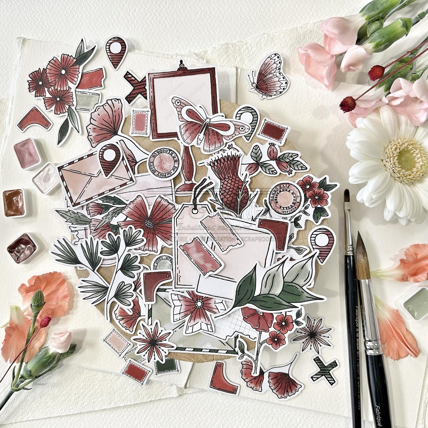 SET DIE-CUTS "FLOWERS SOLEIL LEVANT" -SOL138- CHOU & FLOWERS