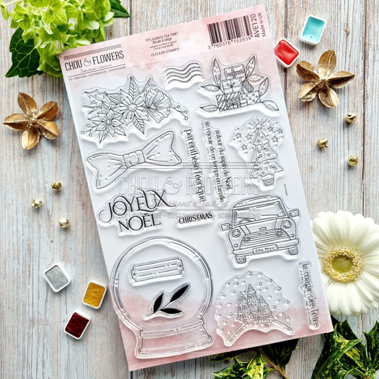 STAMP SET - BOULE DE NEIGE -AVE120- CHOU &amp; FLOWERS