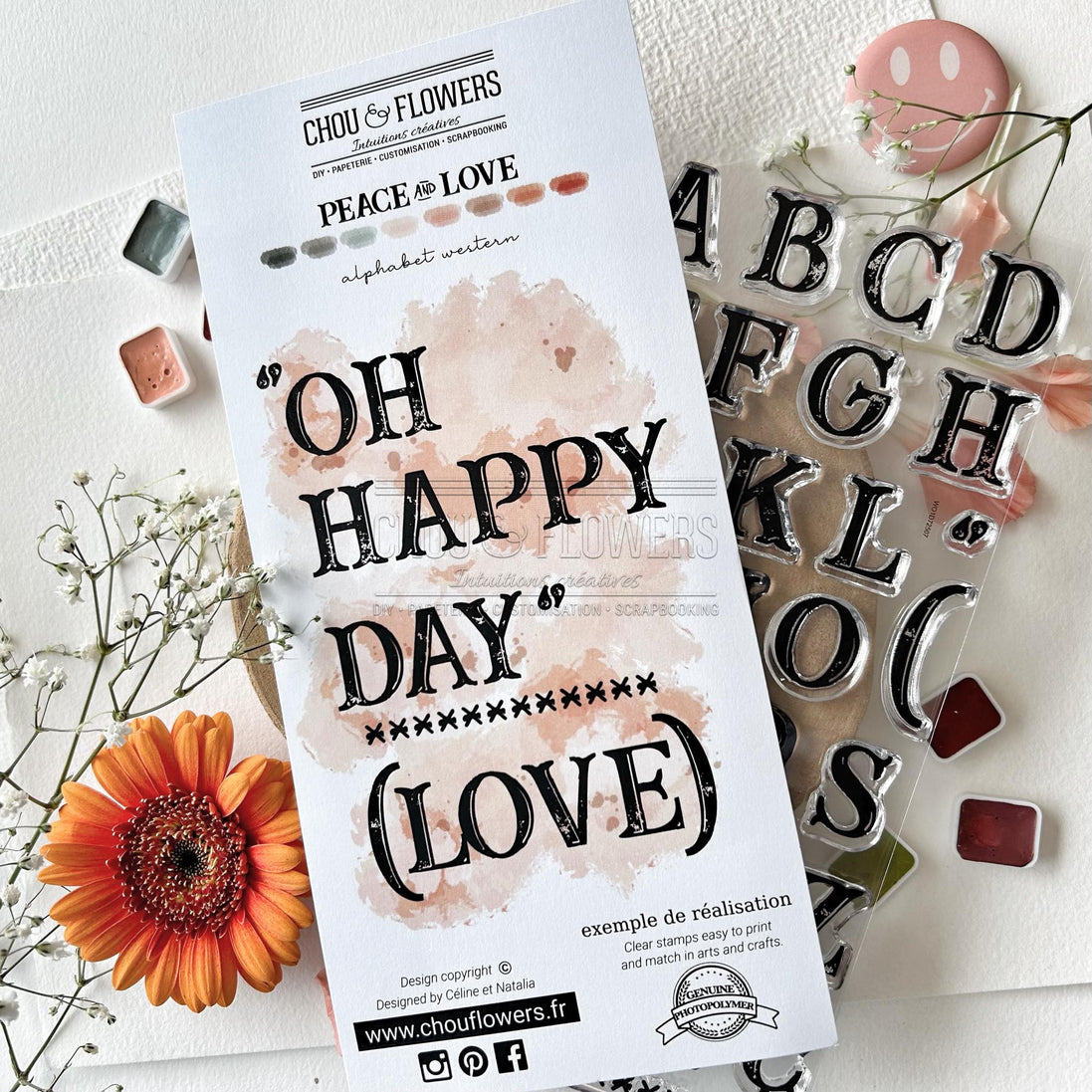 CLEAR STAMP SET - ALPHABET WESTERN -LOV115- CHOU &amp; FLOWERS