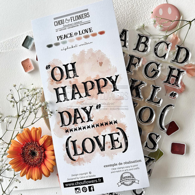 CLEAR STAMP SET - ALPHABET WESTERN -LOV115- CHOU &amp; FLOWERS