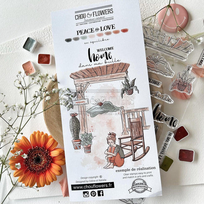 CLEAR STAMP SET - EN EQUILIBRE -LOV118- CHOU &amp; FLOWERS