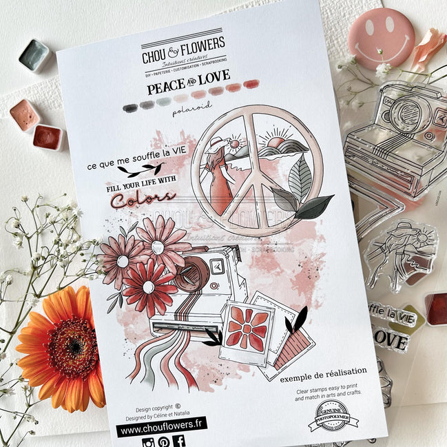 CLEAR STAMP SET - POLAROID -LOV121- CHOU &amp; FLOWERS