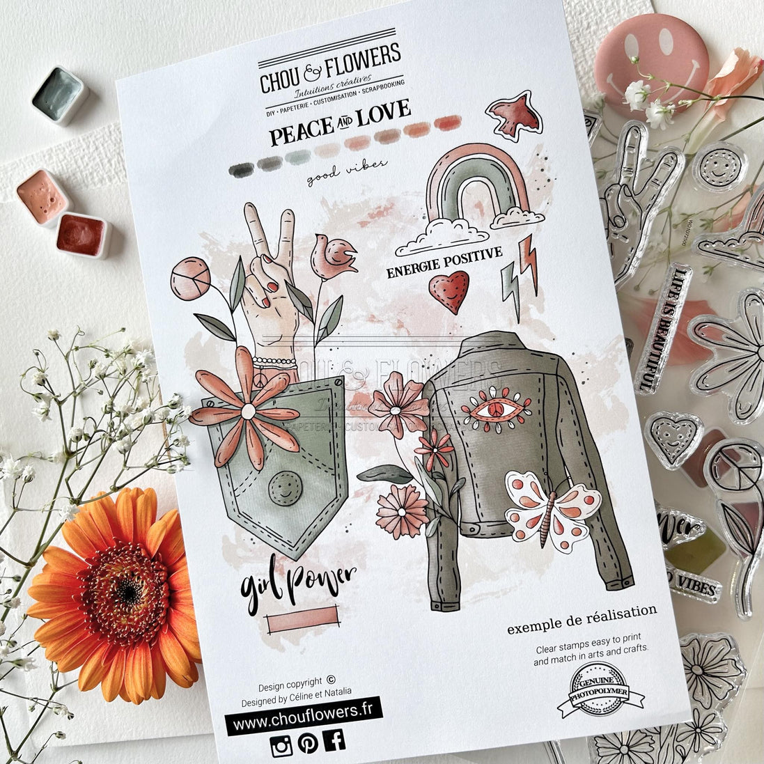 CLEAR STAMP SET - GOOD VIBES -LOV122- CHOU &amp; FLOWERS
